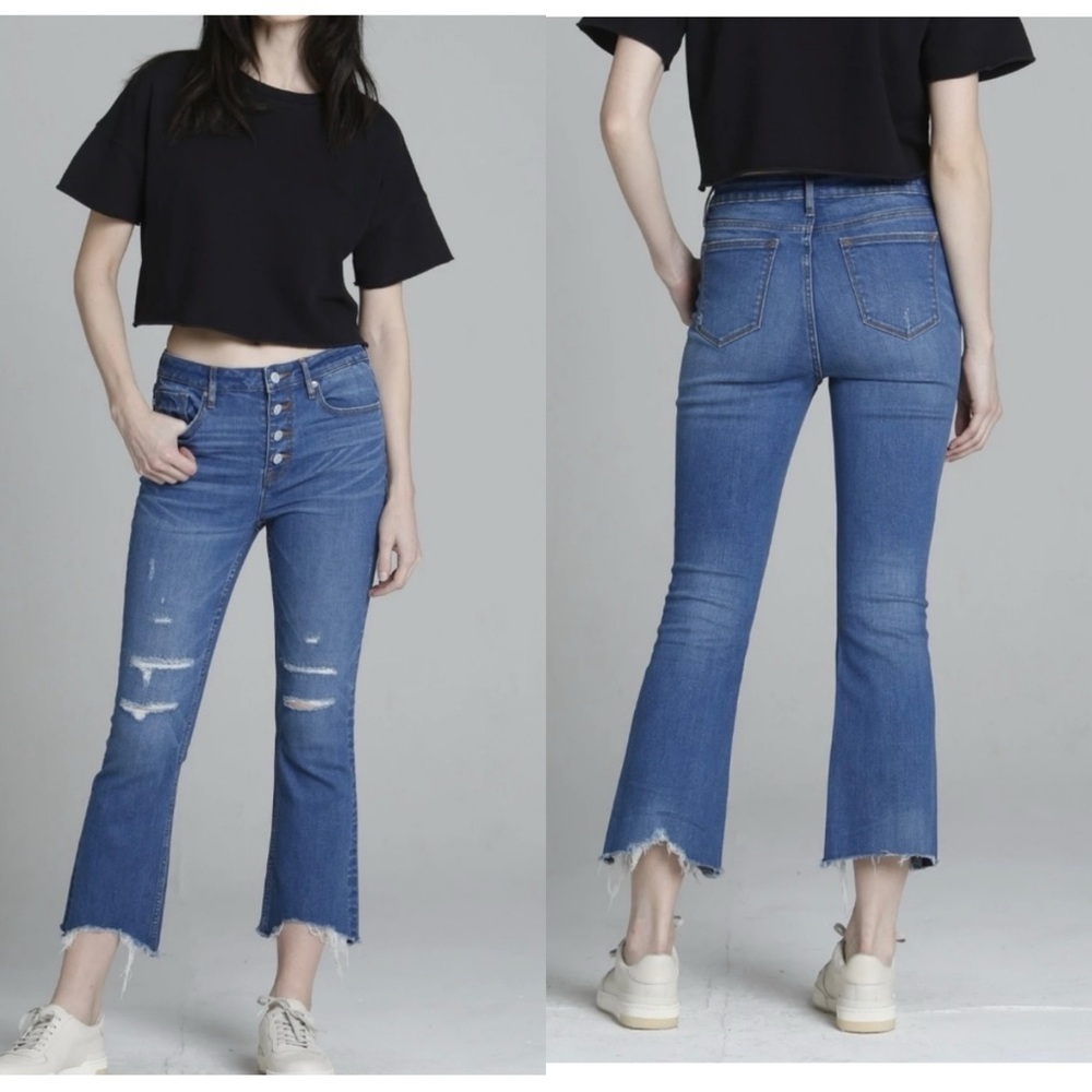 Vigoss Gwen Kick Flare Raw Hem Jeans